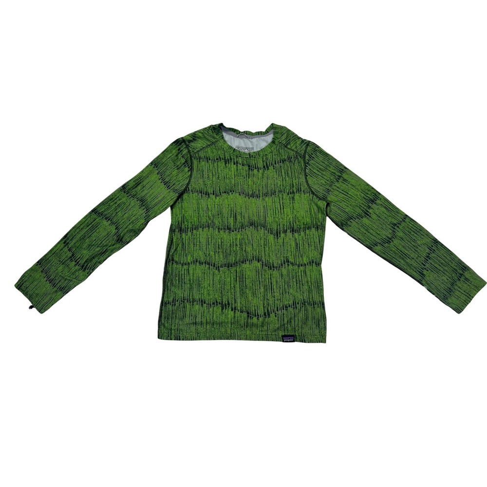 Patagonia Capilene Baselayer Long Sleeve Shirt Boys‎ Size S 7-8 Green Print